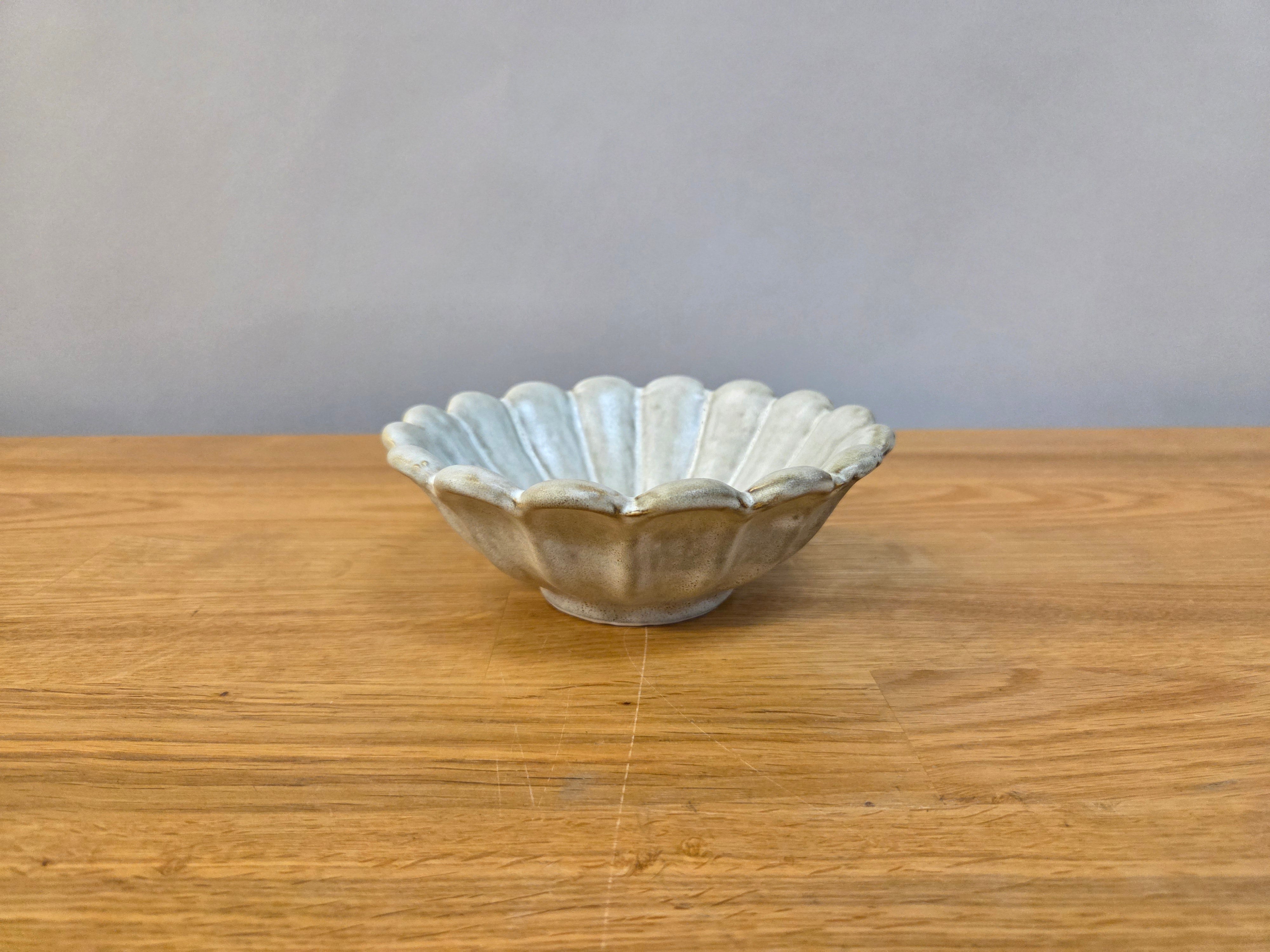 Grey Stoneware Flower Pinch Bowl