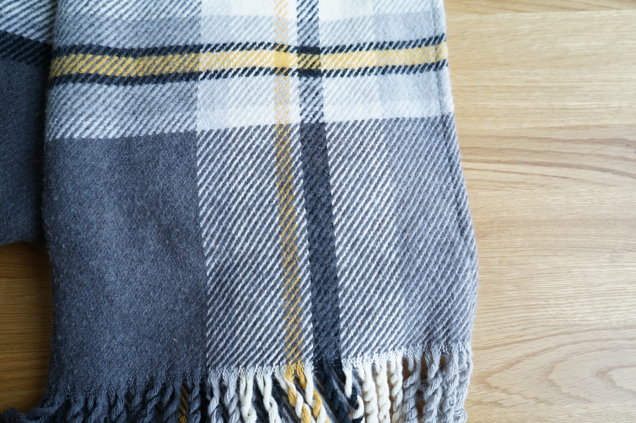 Grey Plaid Throw Blanket