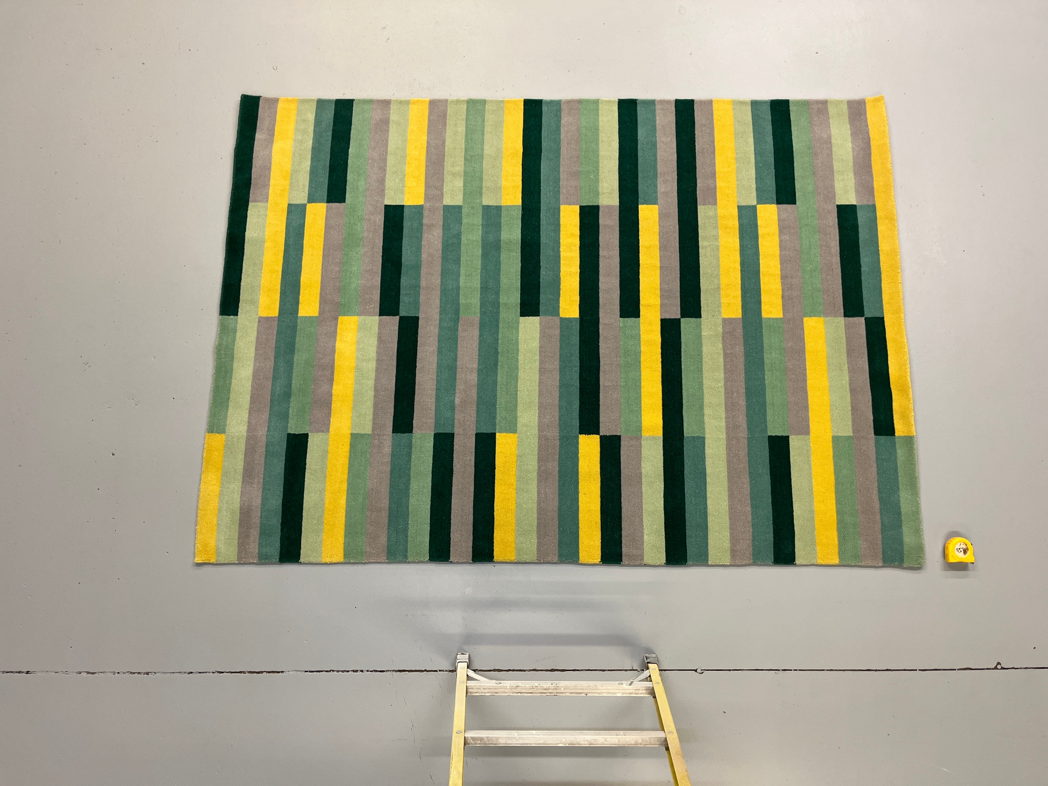 Green and Yellow Striped Rug - 96x66