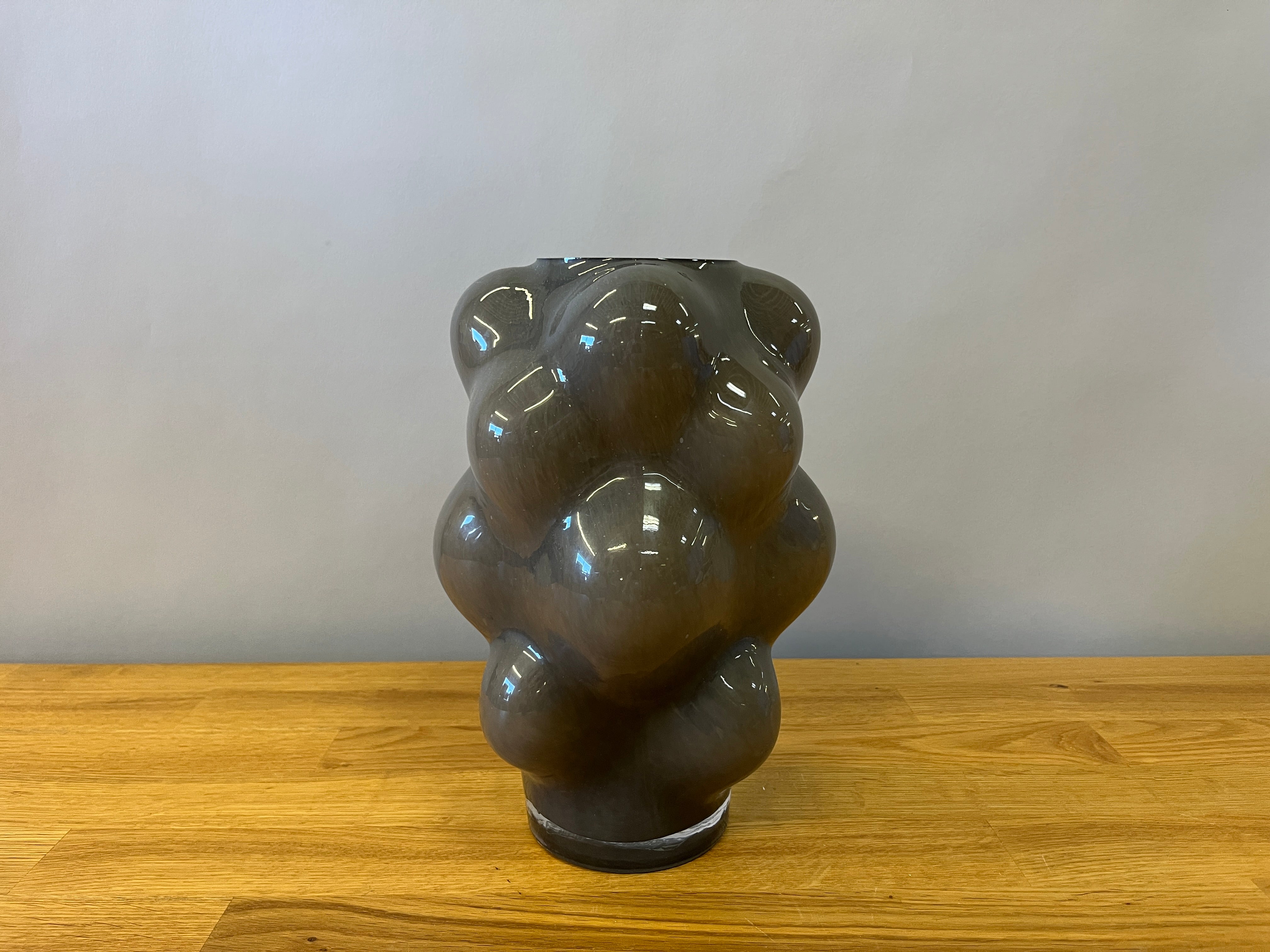 Grey Tumbled Glass Vase Large