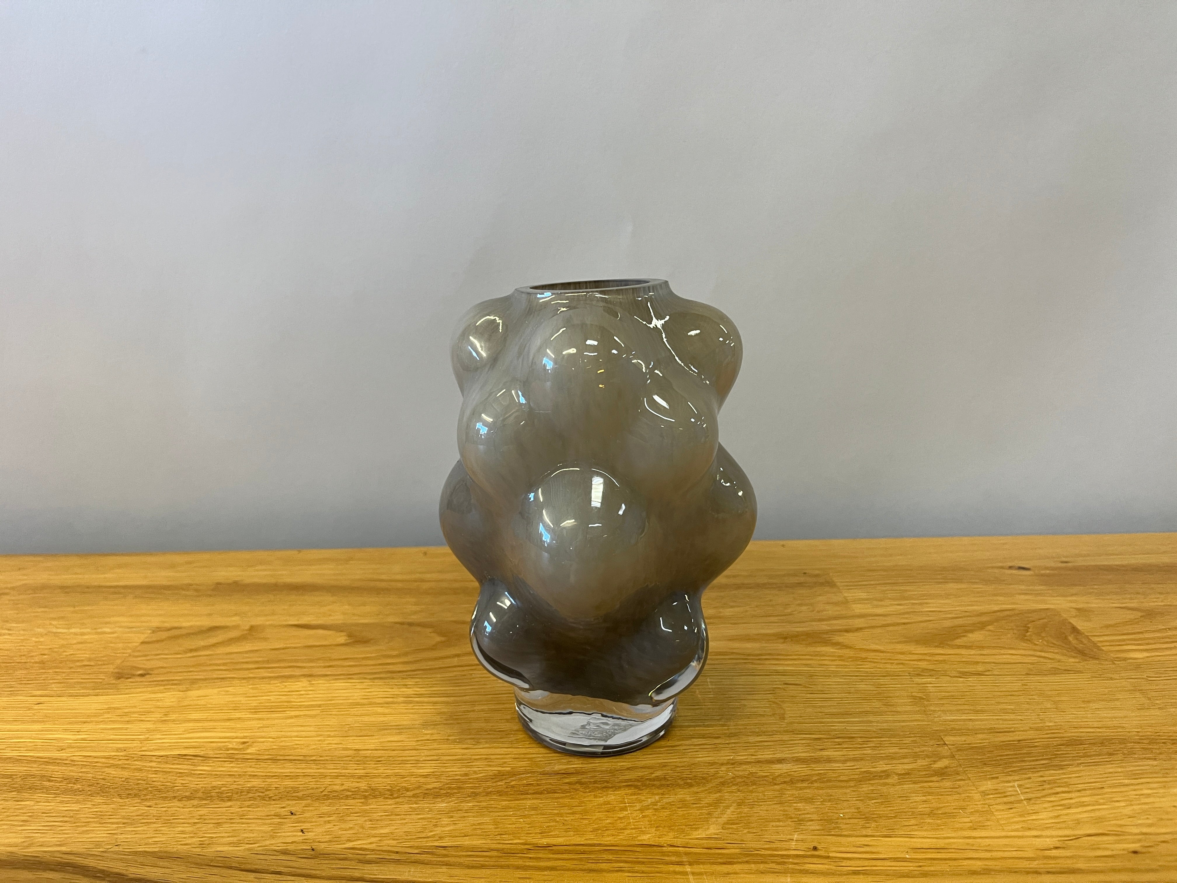 Grey Tumbled Glass Vase Small