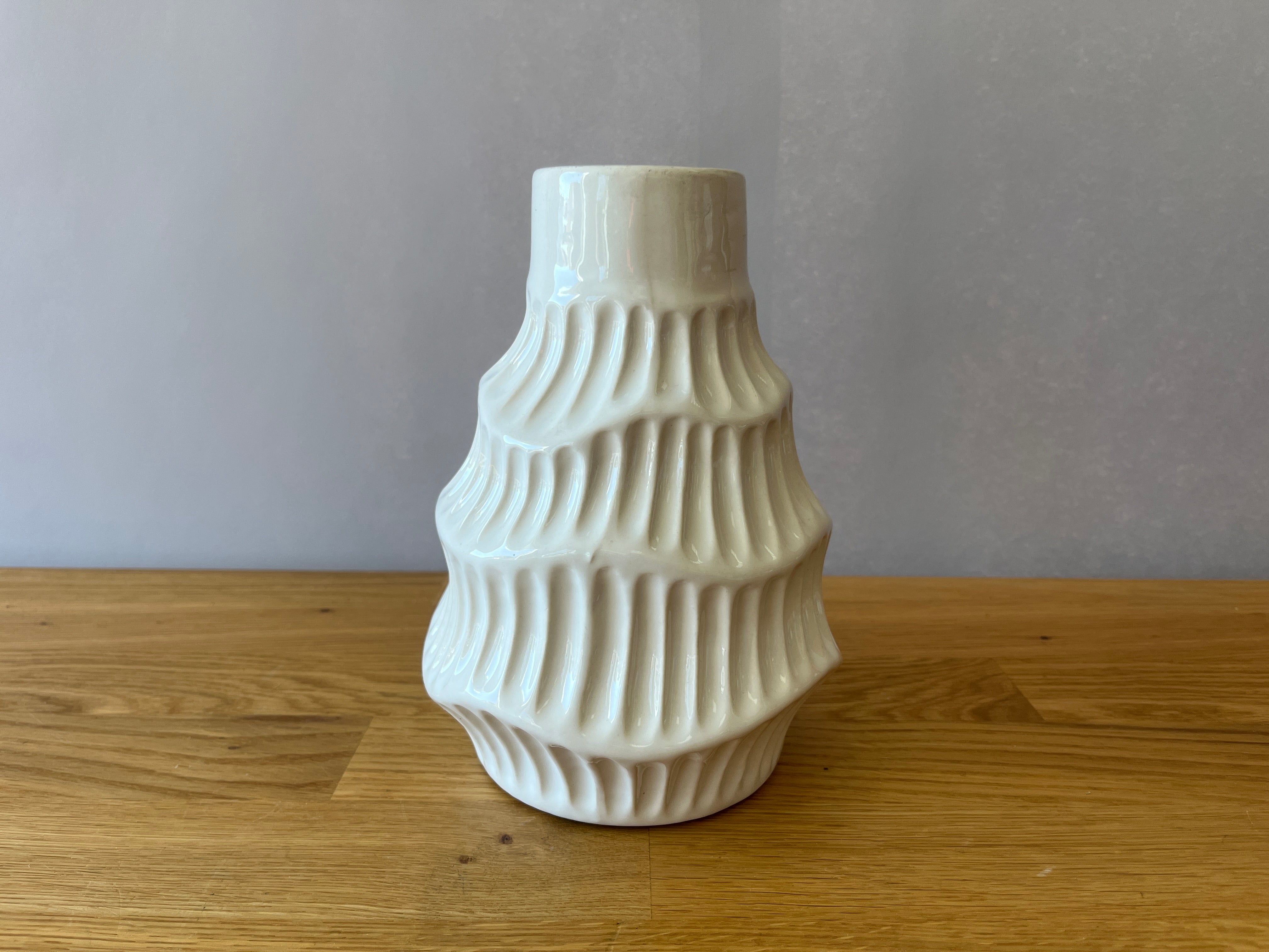 White Abstract Lined Vase