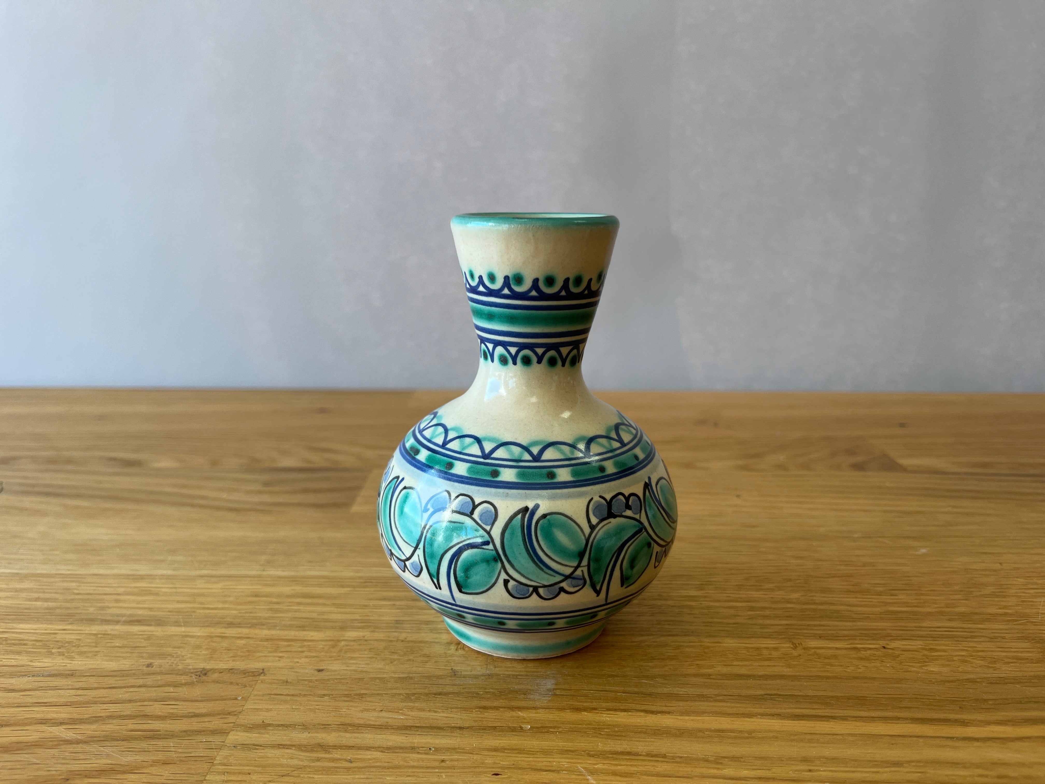 Teal Hand Painted Vase
