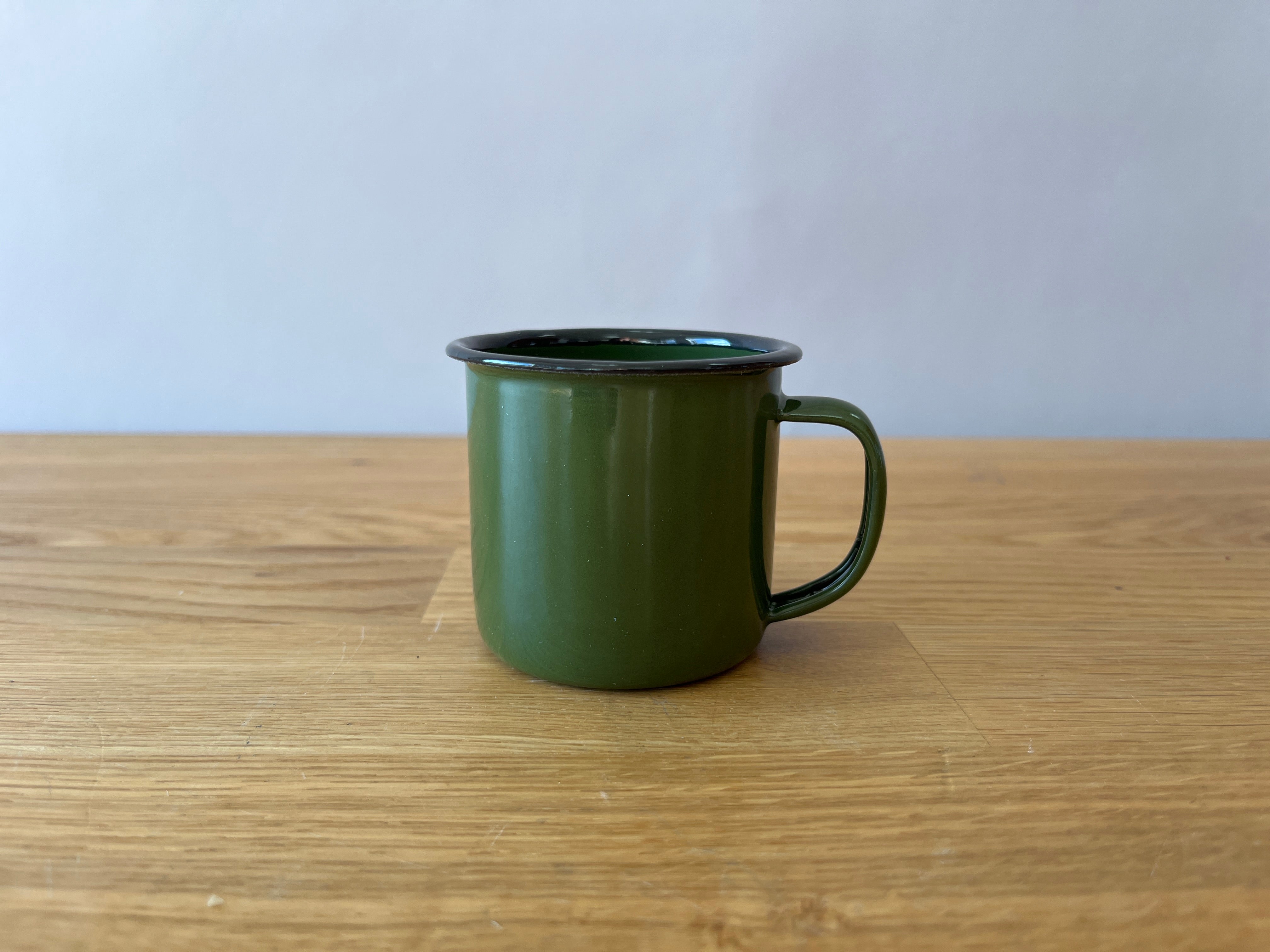 Green enamel espresso camping mug