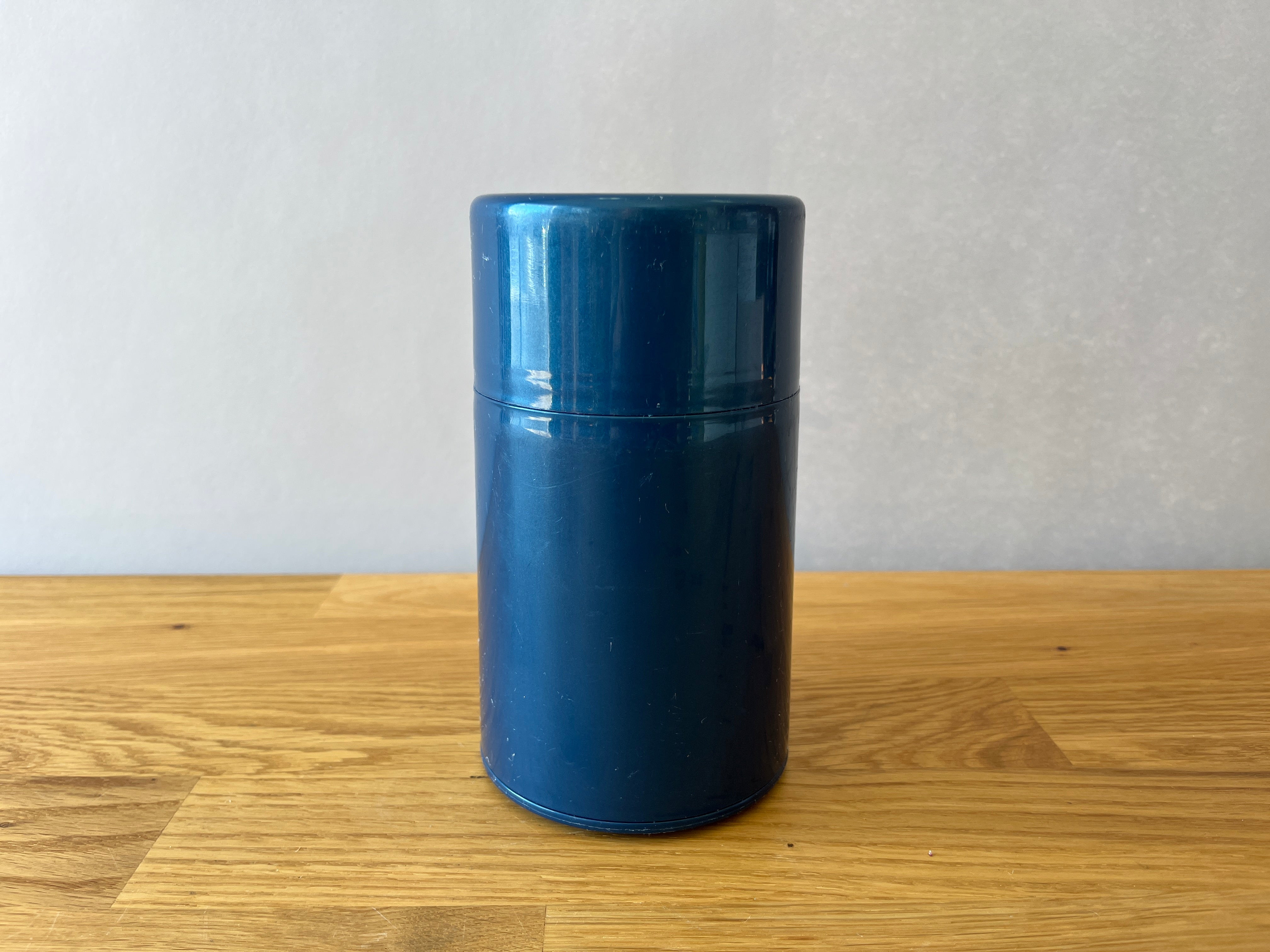 Blue thermos with lid