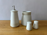 off white speckled olive oil dispenser