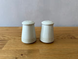 off white salt and pepper shaker with speckles