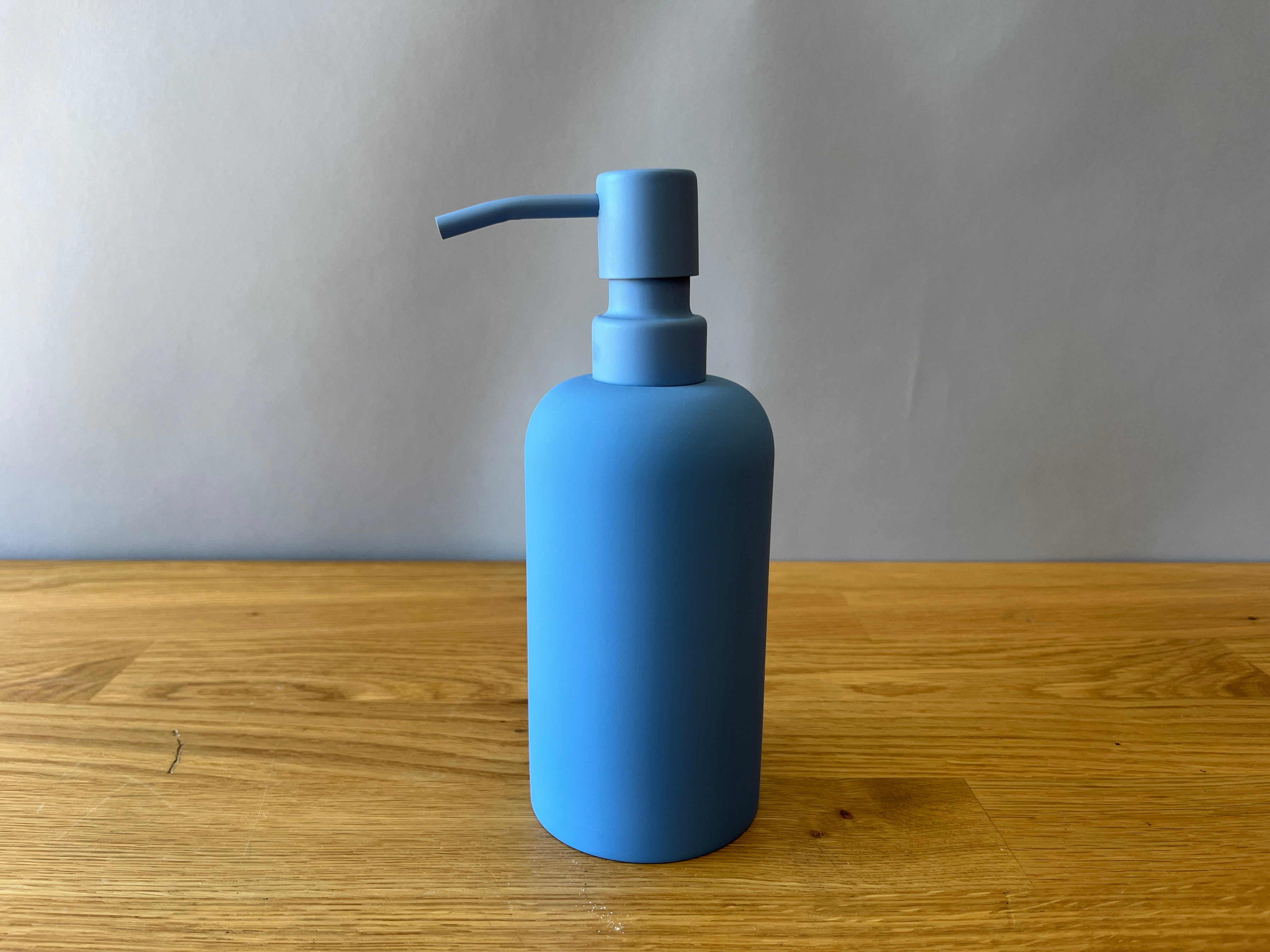 Blue soap dispenser