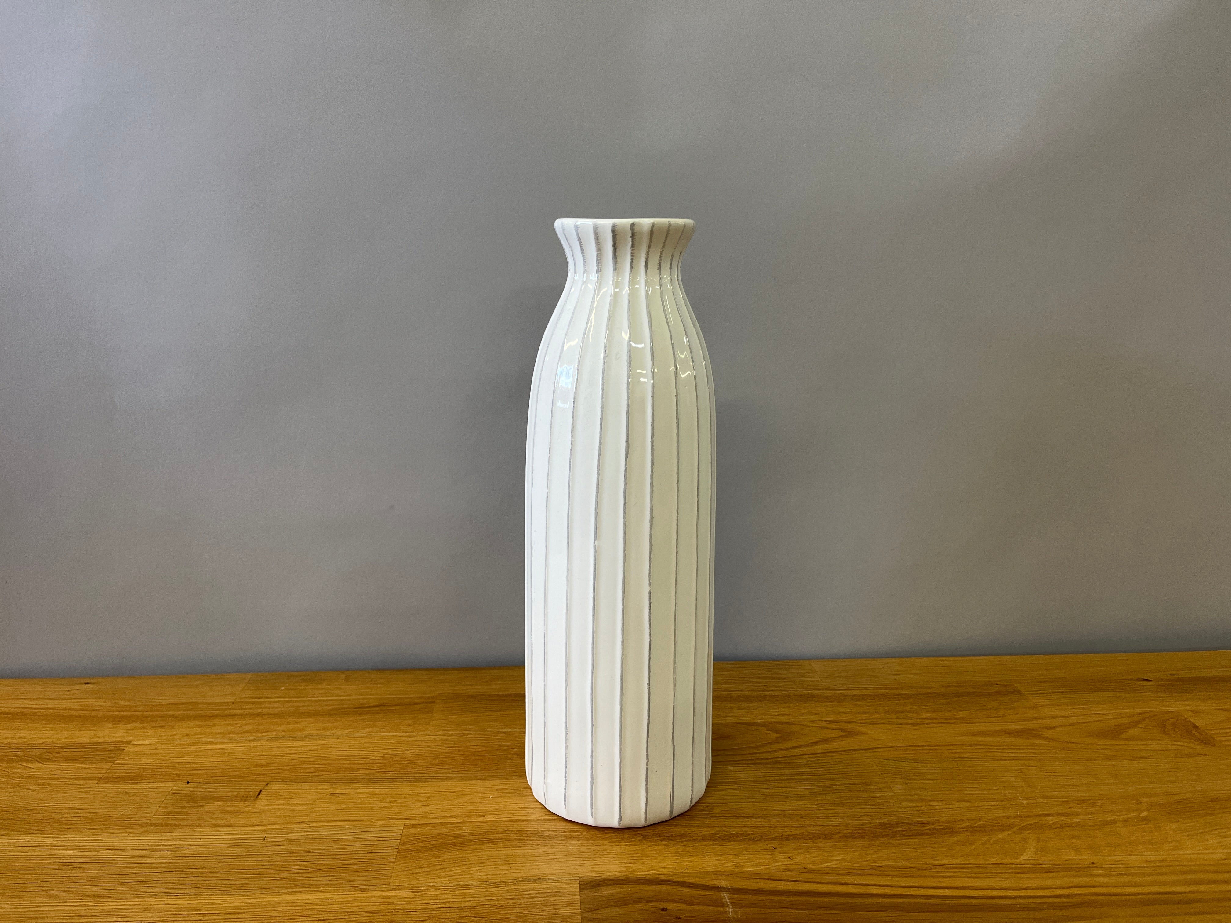 White Ribbed Vase