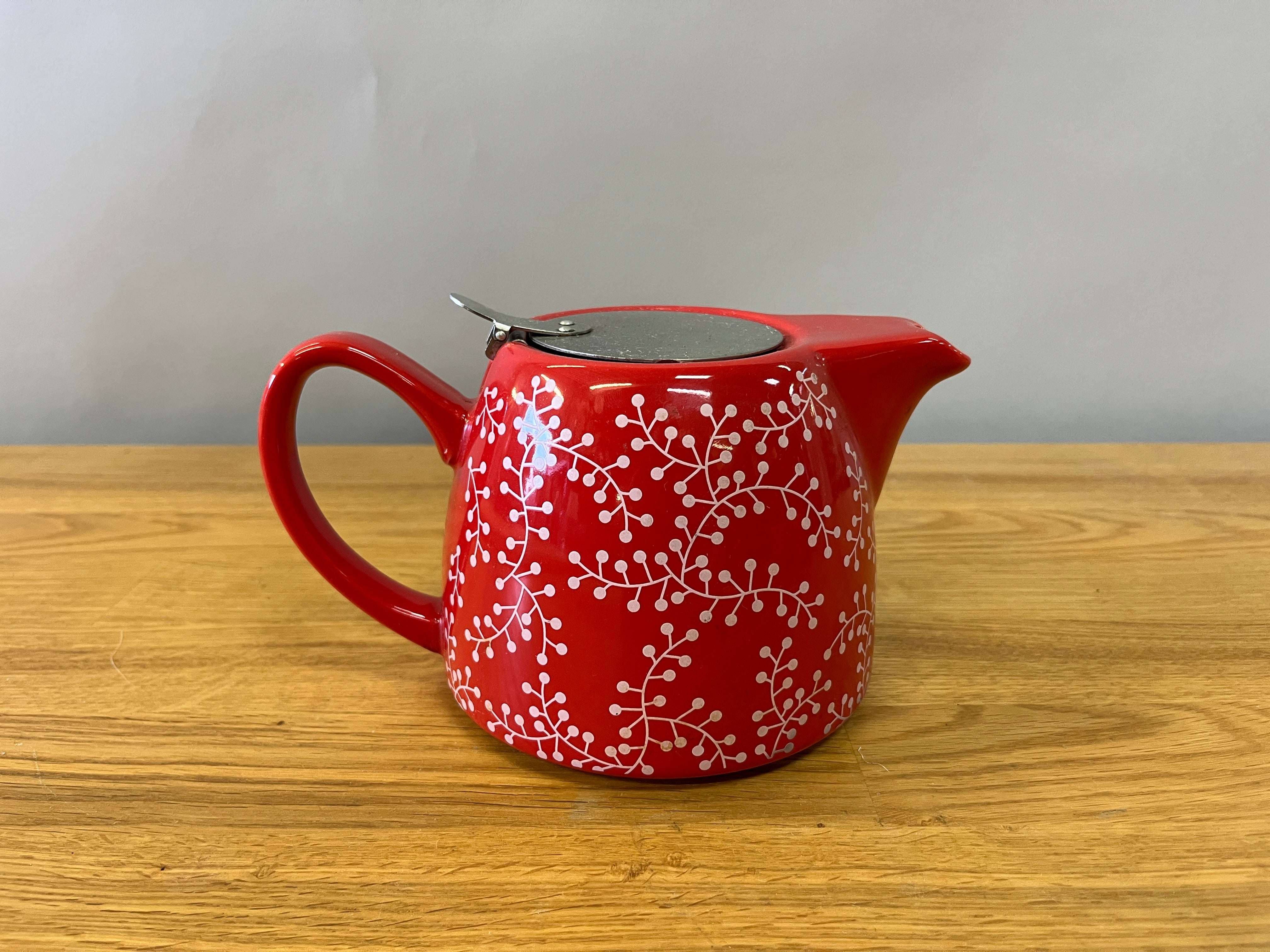 Red and White Teapot