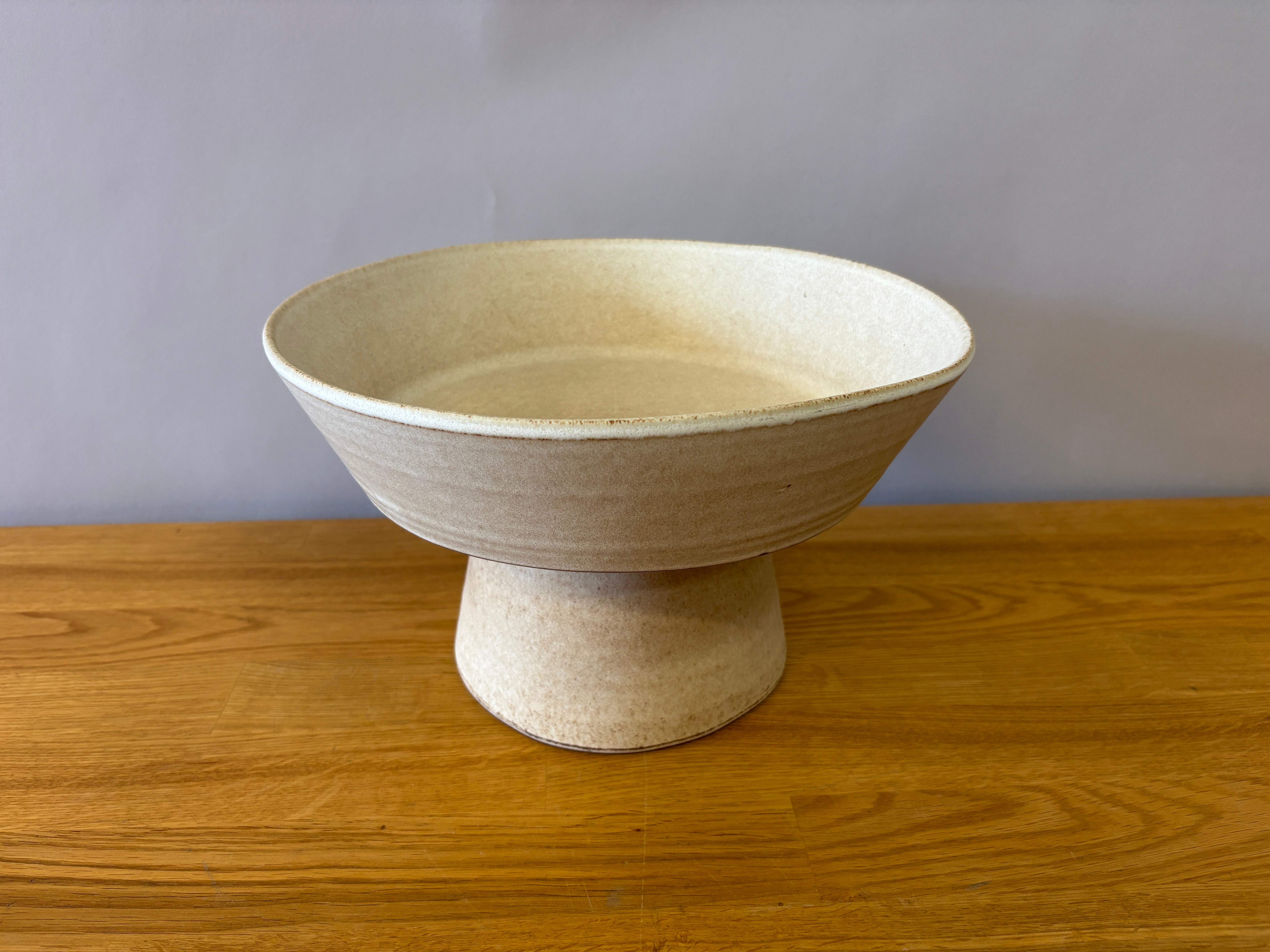 Sand Coloured Pedestal Fruit Bowl