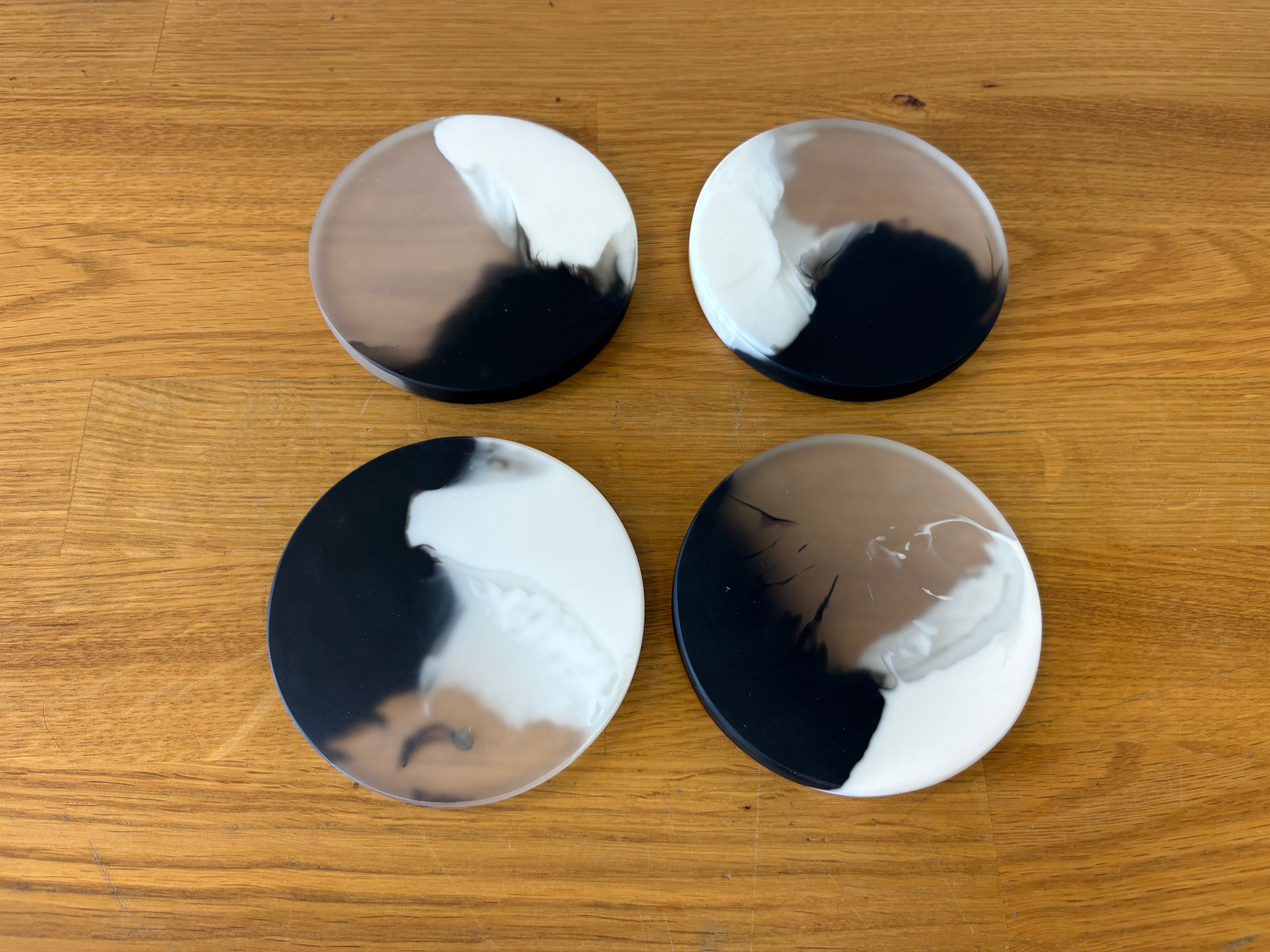 White and Black Resin Coaster