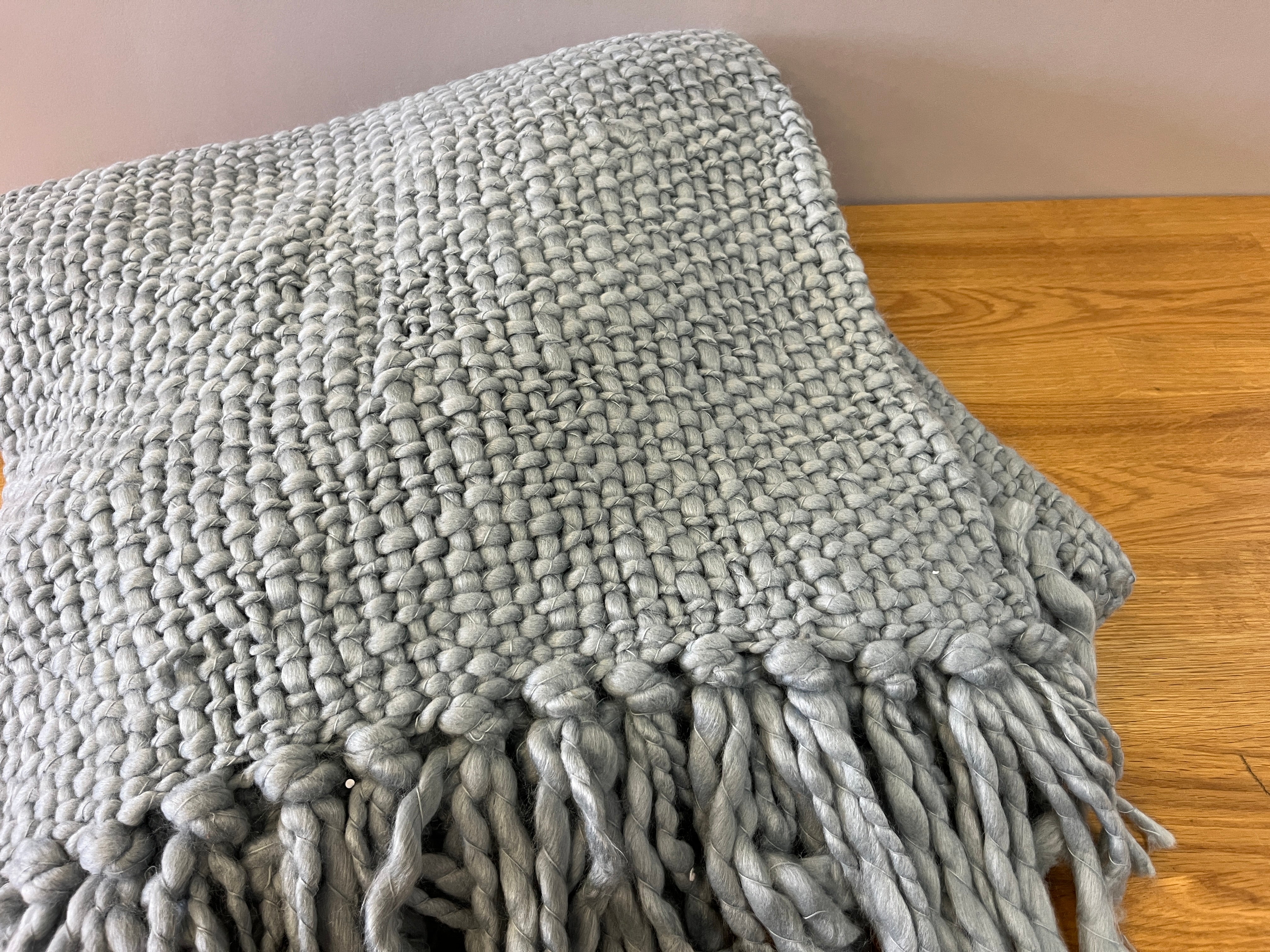 Light Blue Knit Throw Blanket