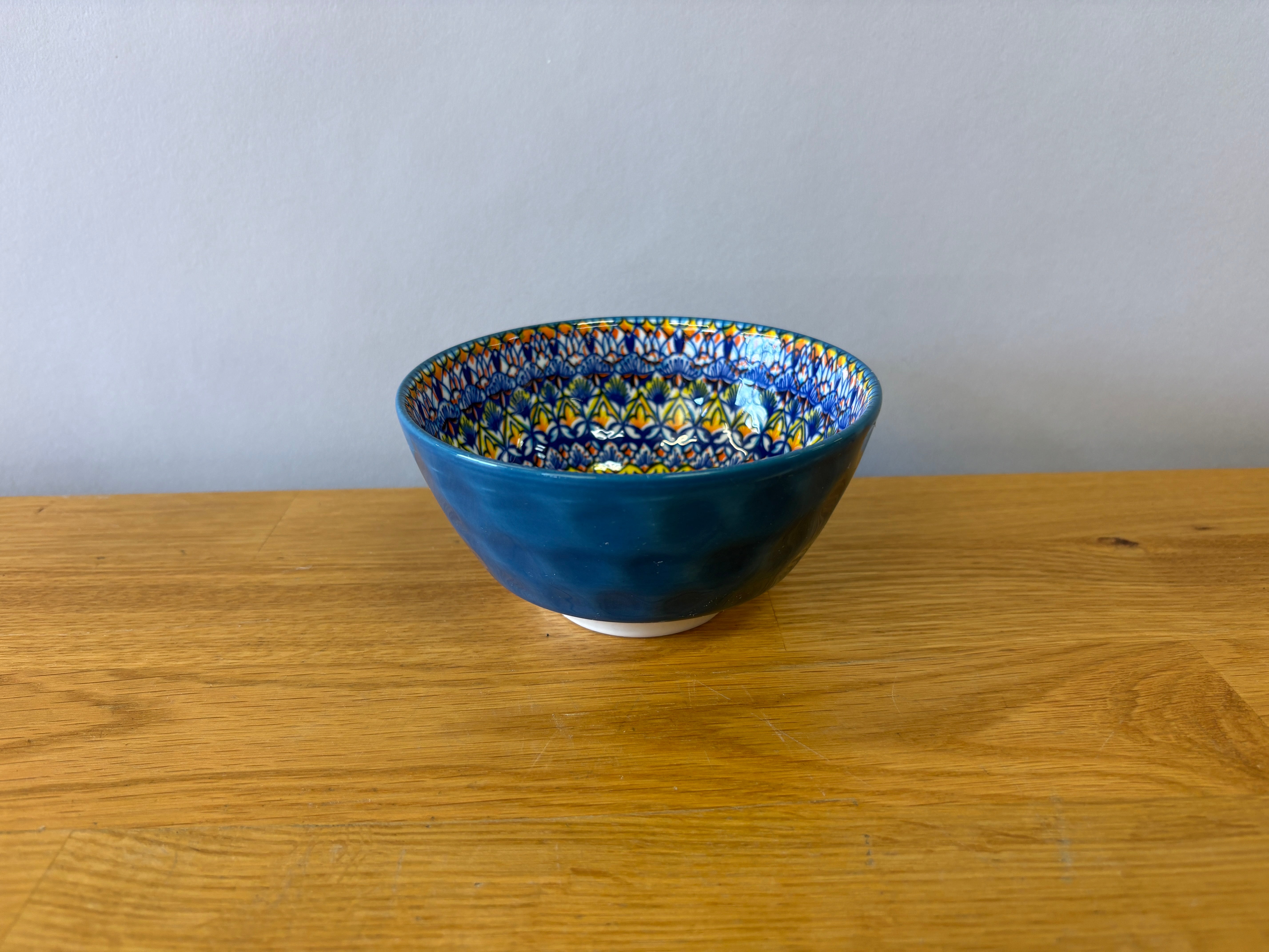 Dark Blue Bowl with Painted Interior