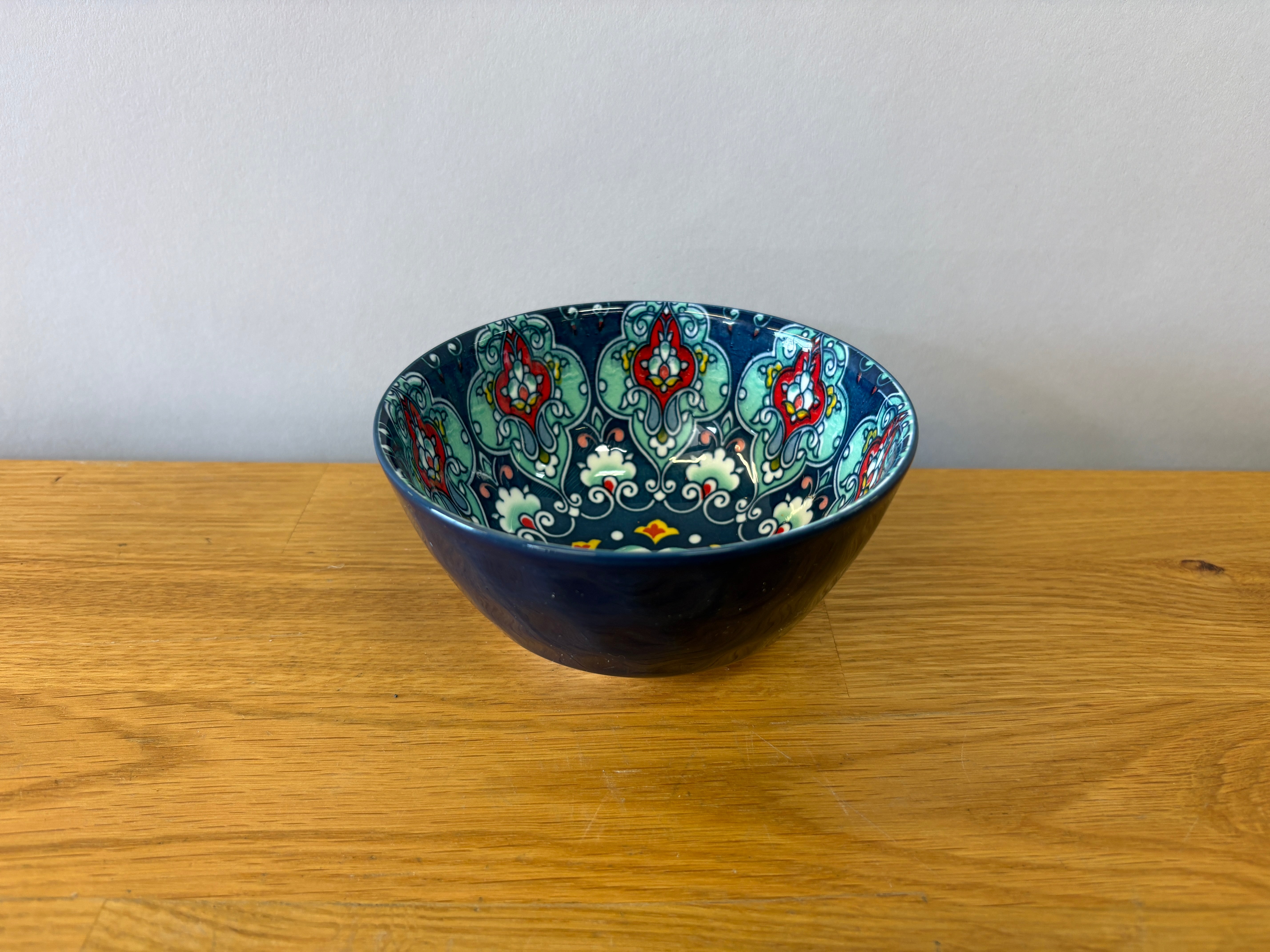 Dark Blue Bowl with Painted Interior