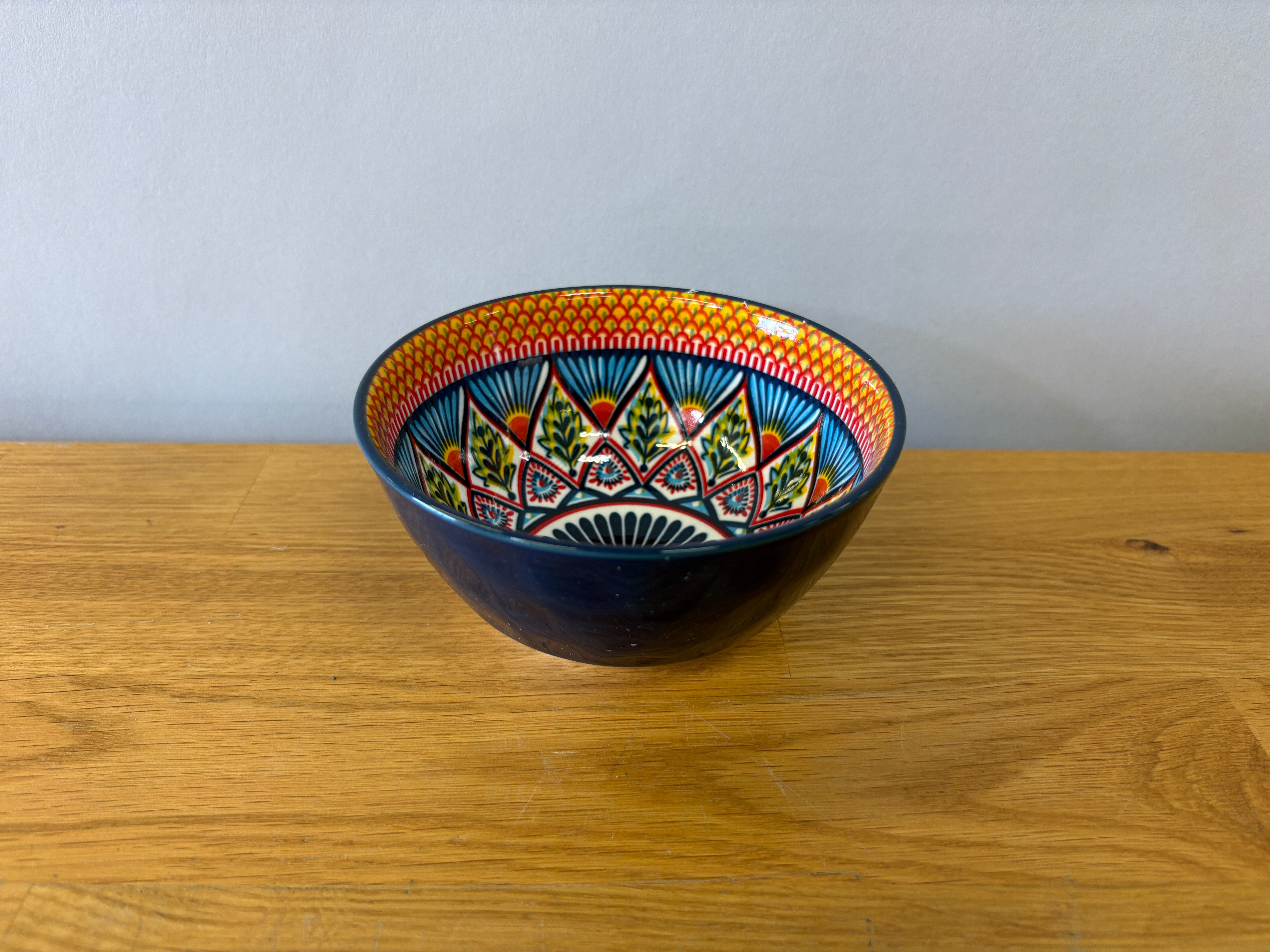 Dark Blue Bowl with Painted Interior