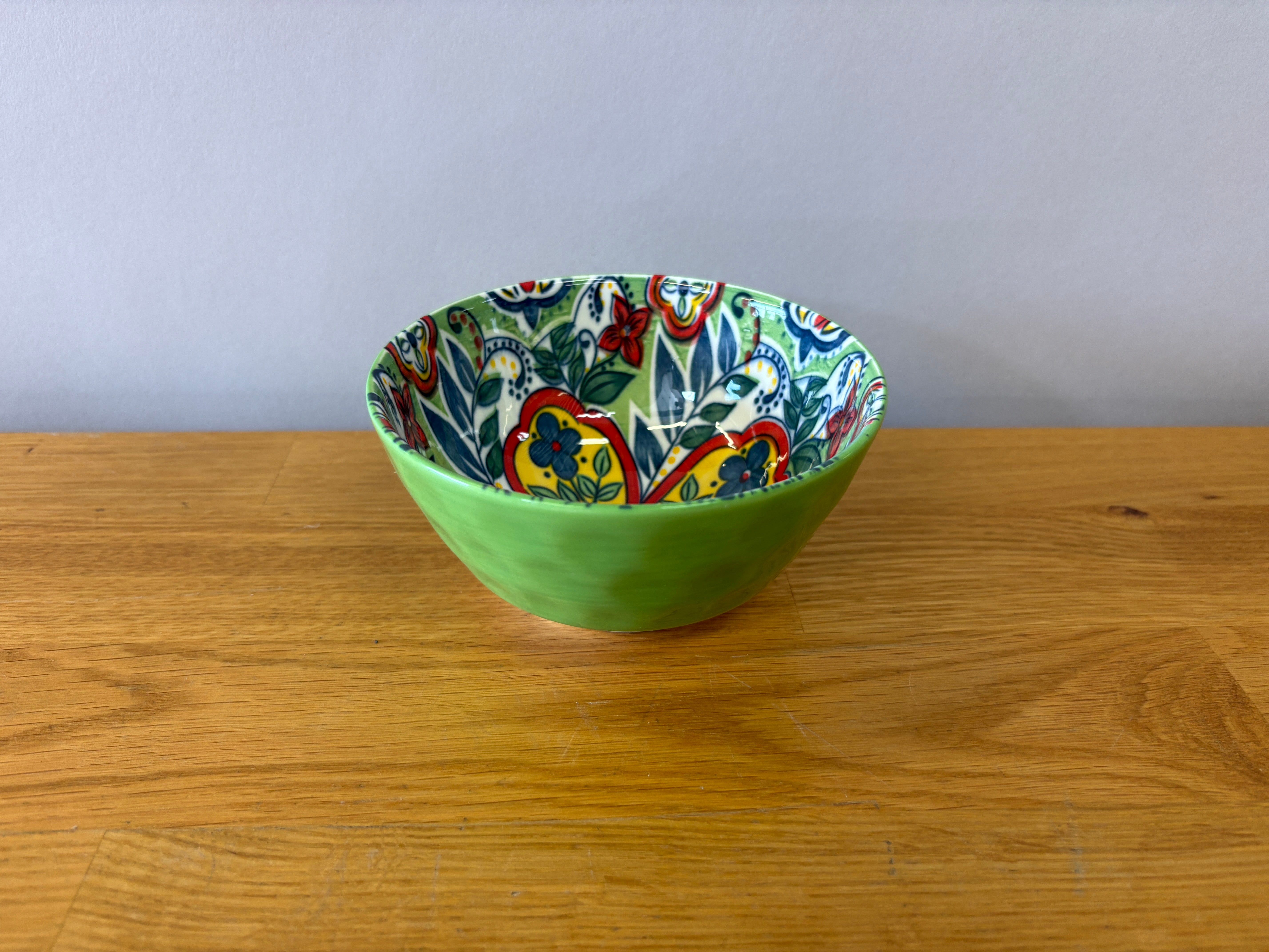 Green Bowl with Painted Interior