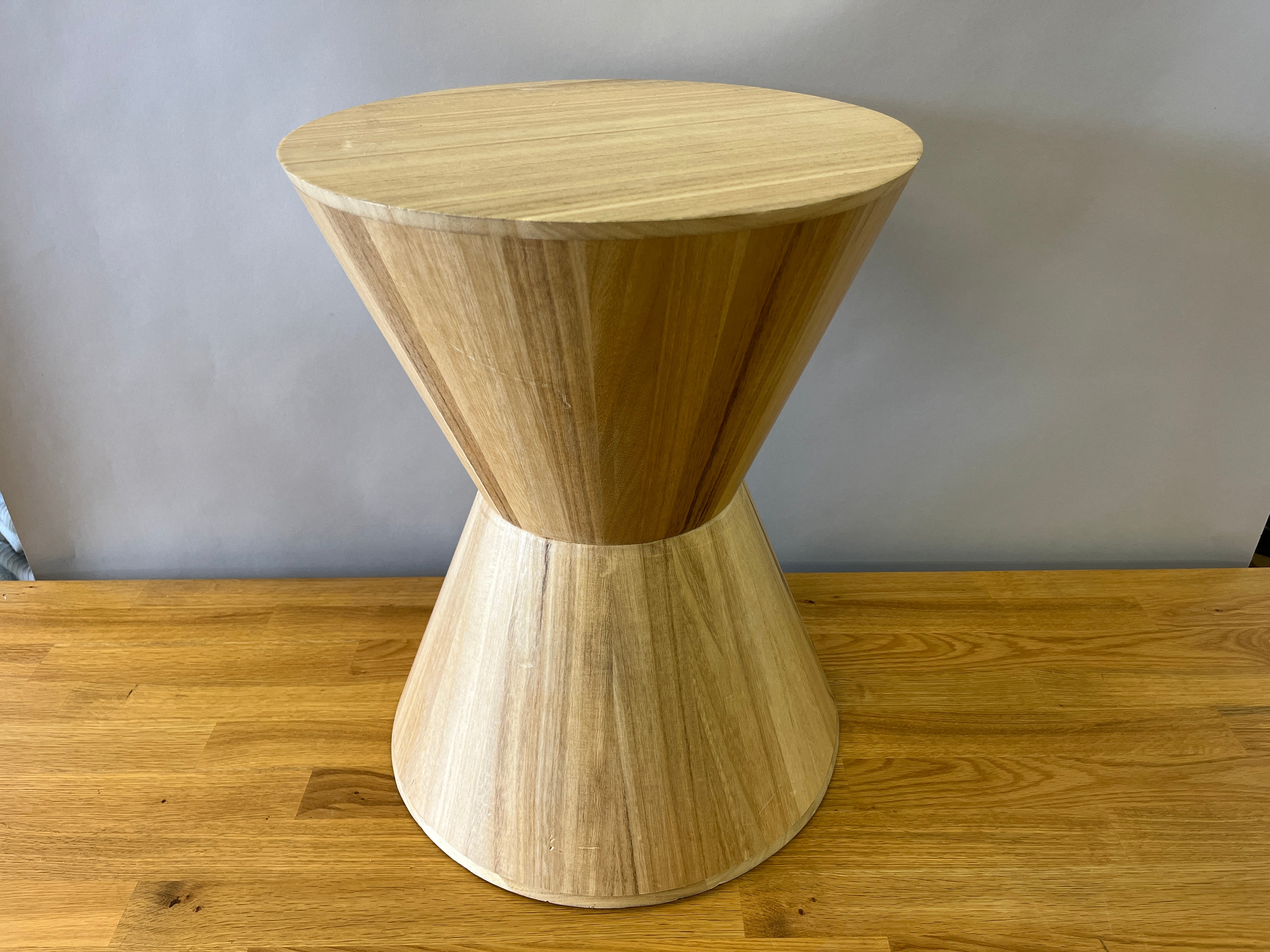 Light Wood Hourglass Side Table