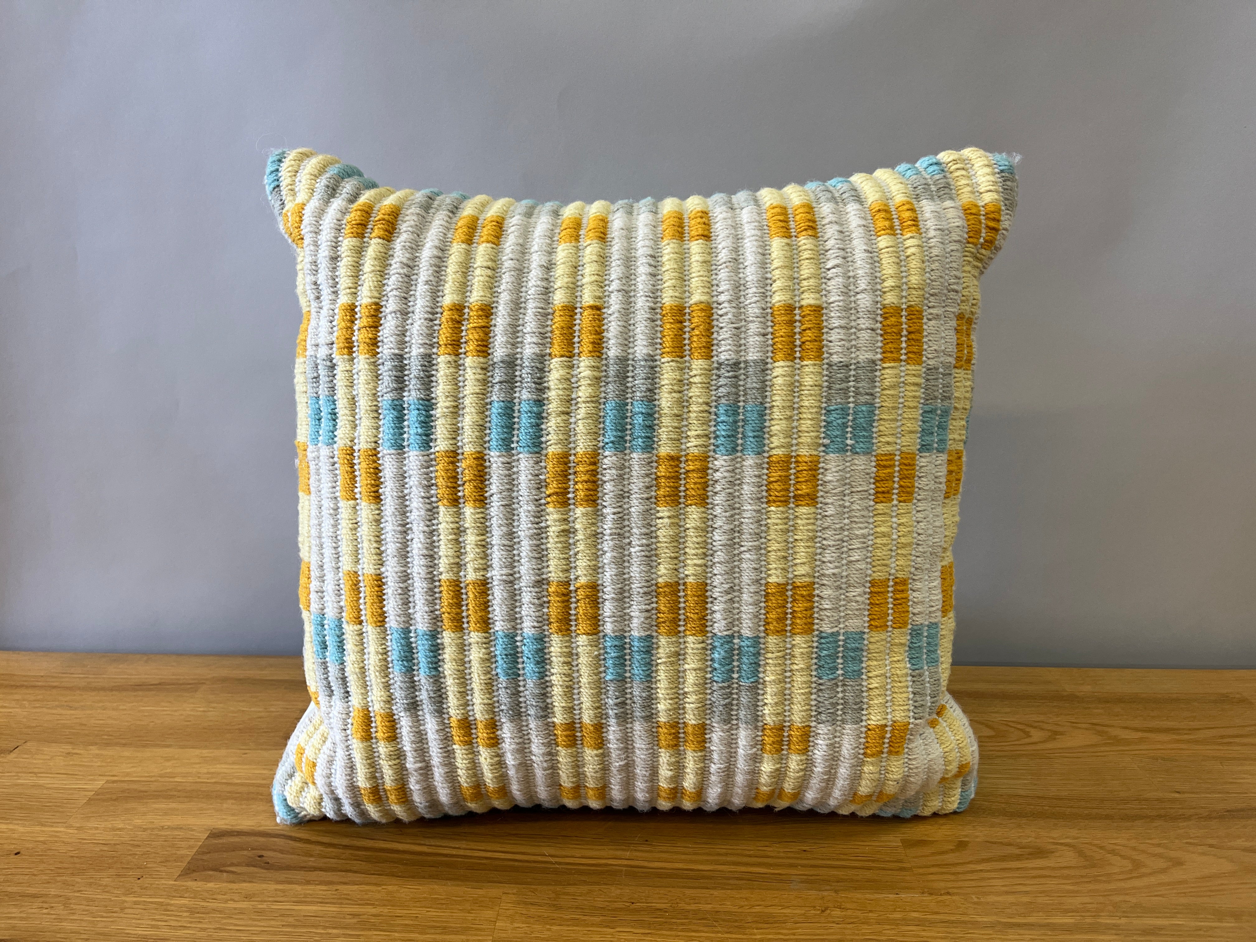 Yellow Orange and Blue Line Pillow