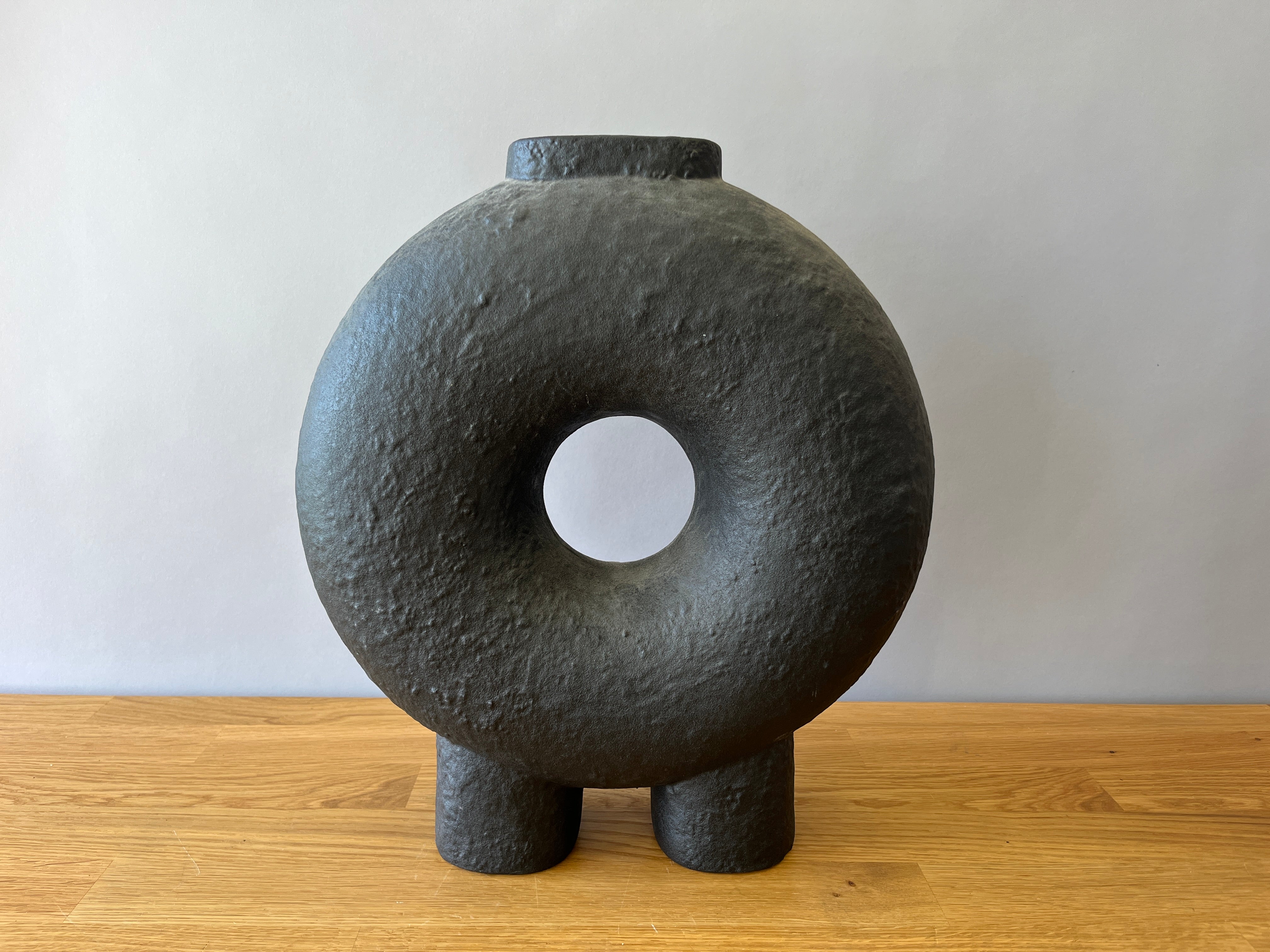 Large Black Circular Vase