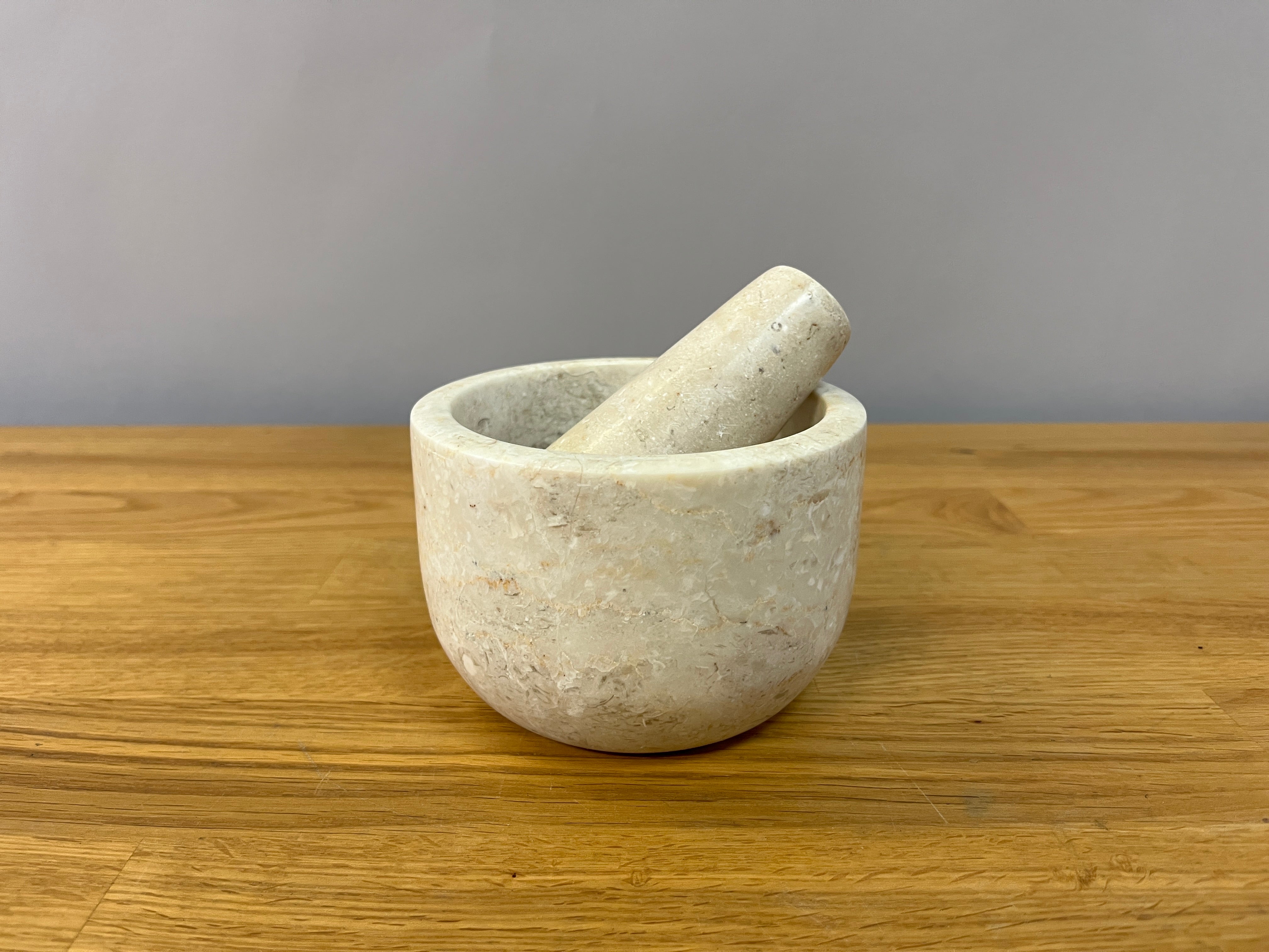 Beige Marble Mortar and Pestle