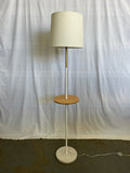 White and Wood Standing Lamp with Tray