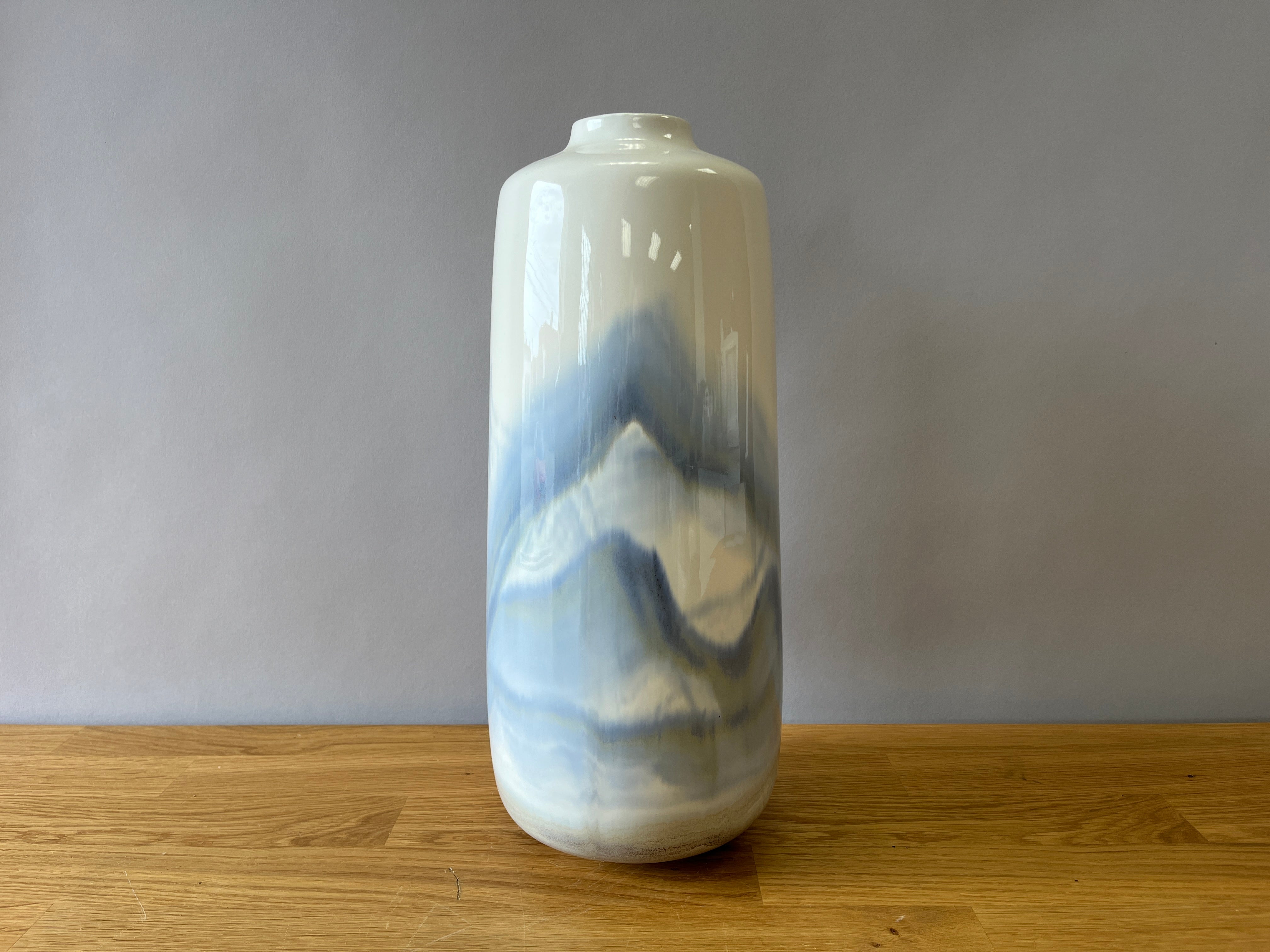 Tall Vase with Water Coloured Design