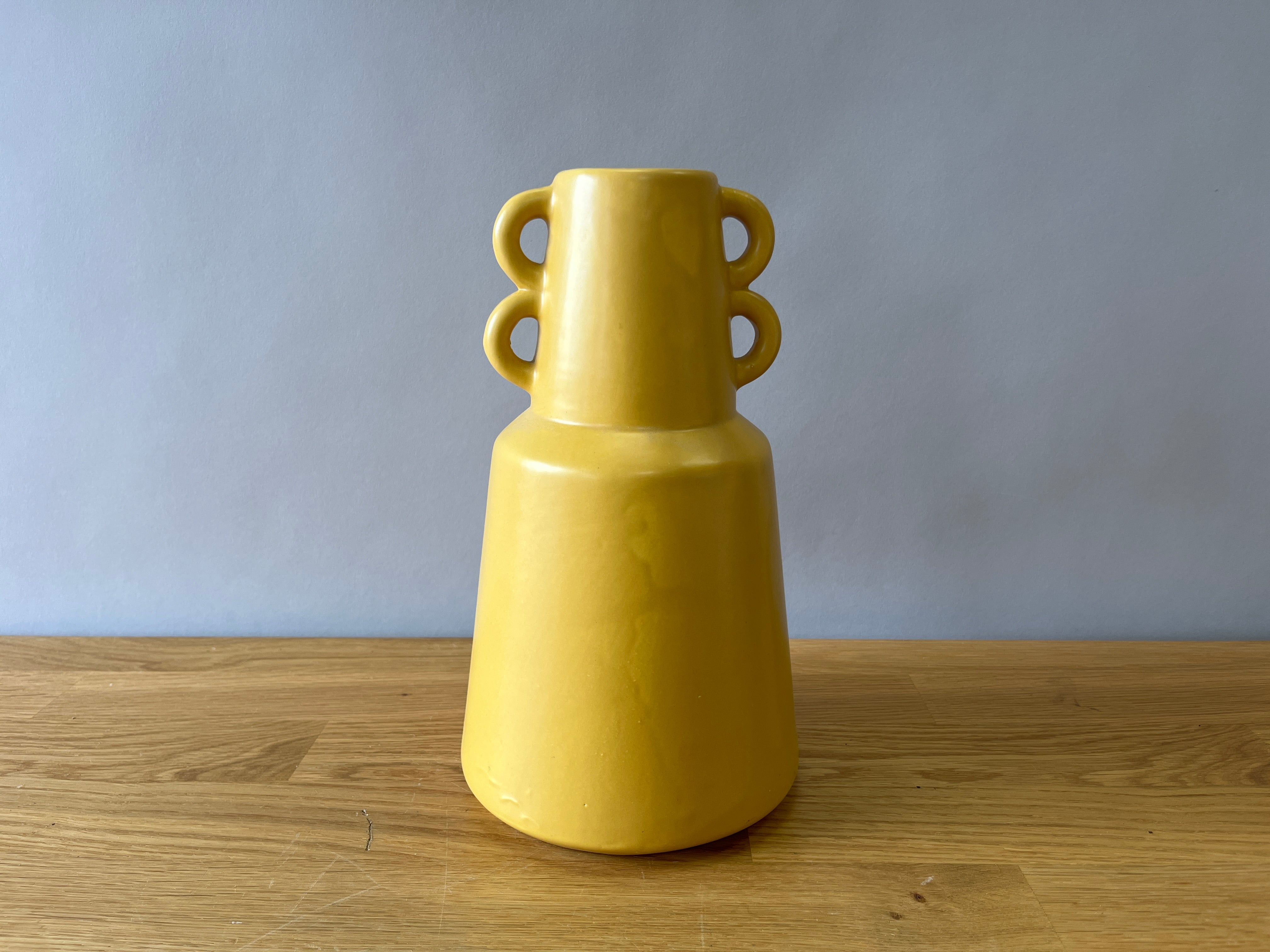 Yellow Vase with Circle Handles