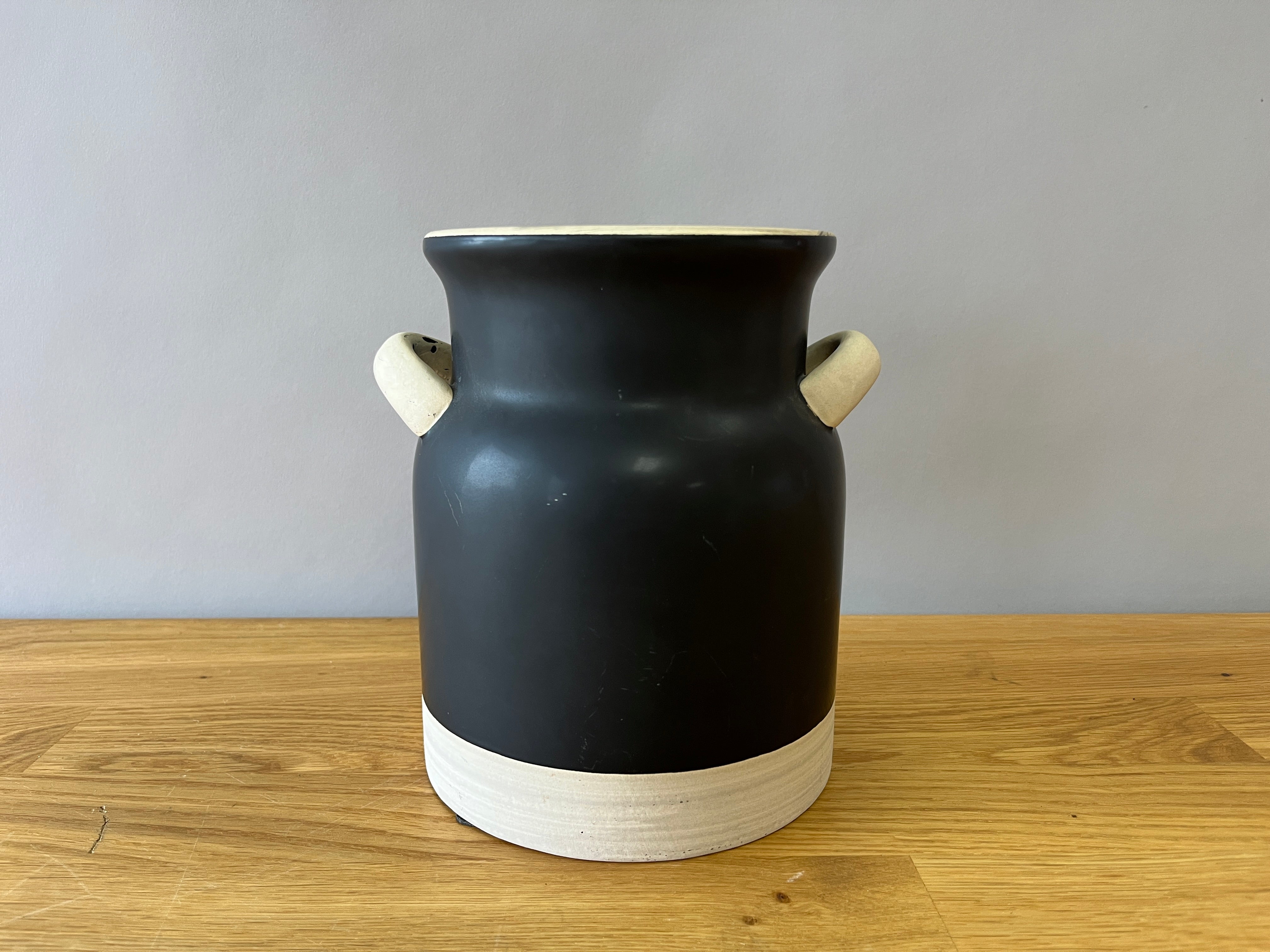 Black and Cream Vase with Handles
