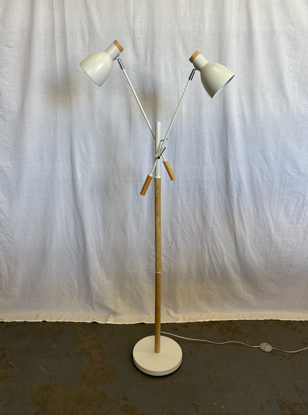 White Two Headed Standing Lamp
