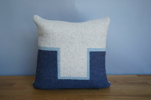Blue Wool Block Pillow