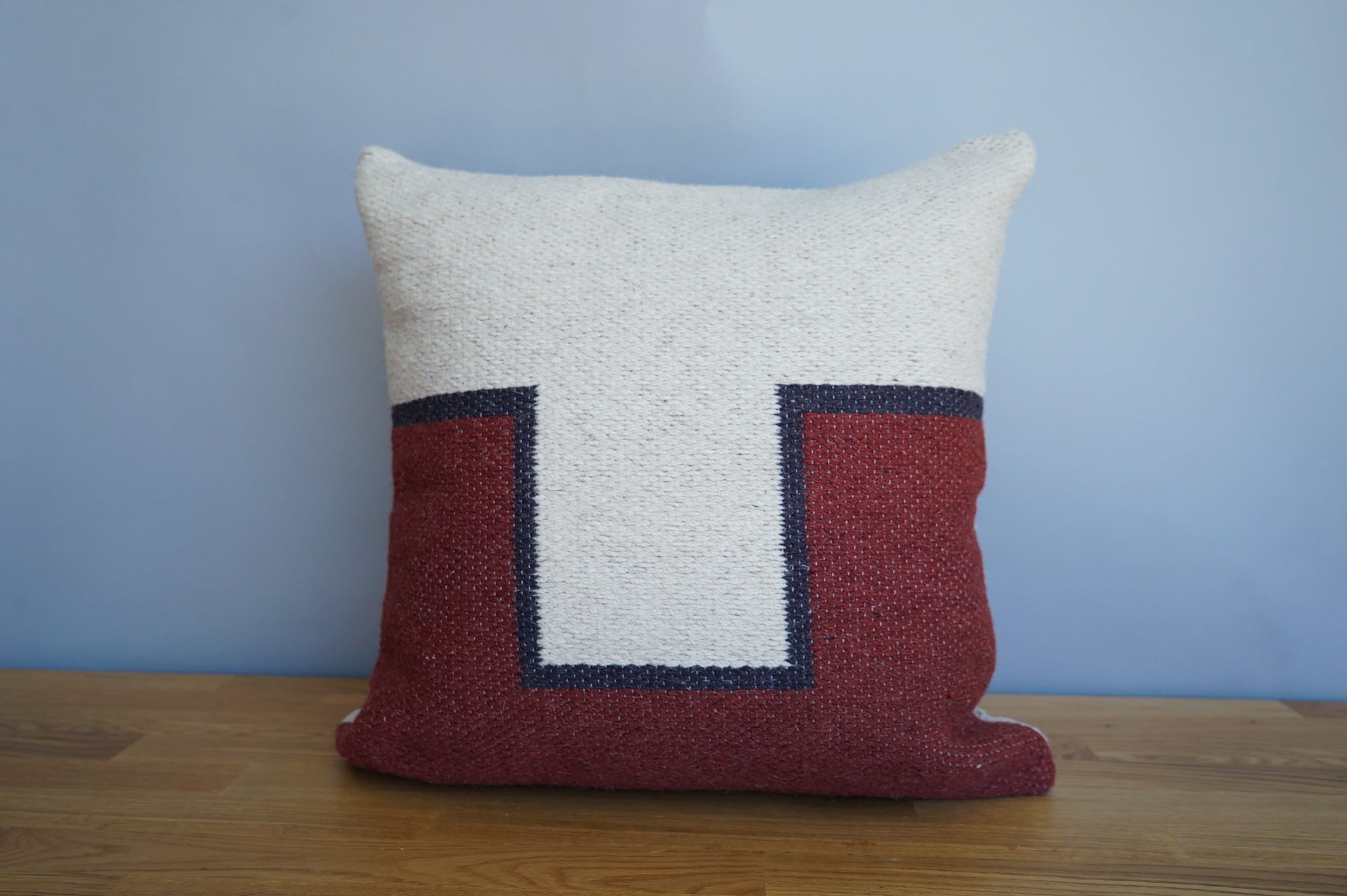 Red Wool Block Pillow