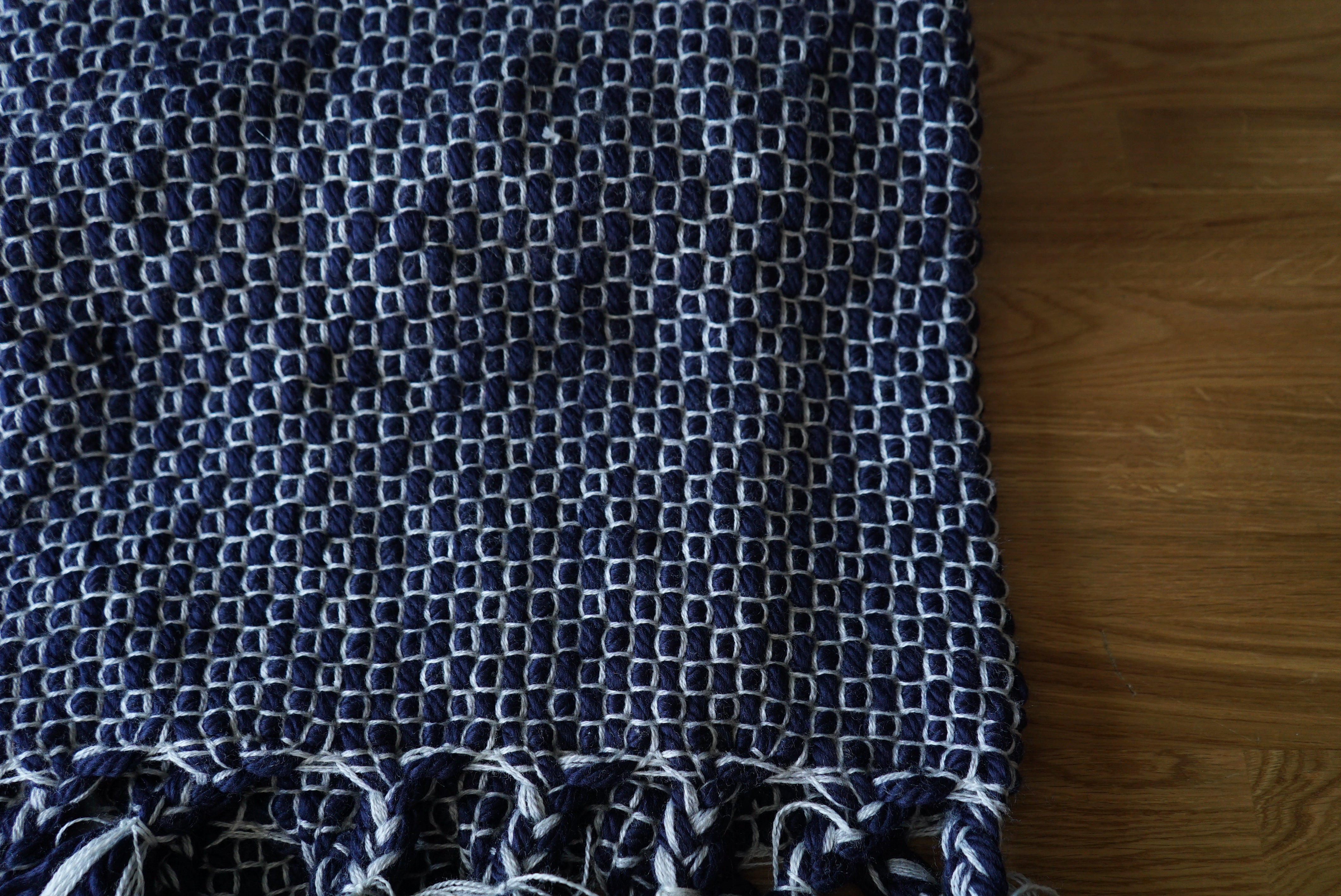 Navy and White Throw