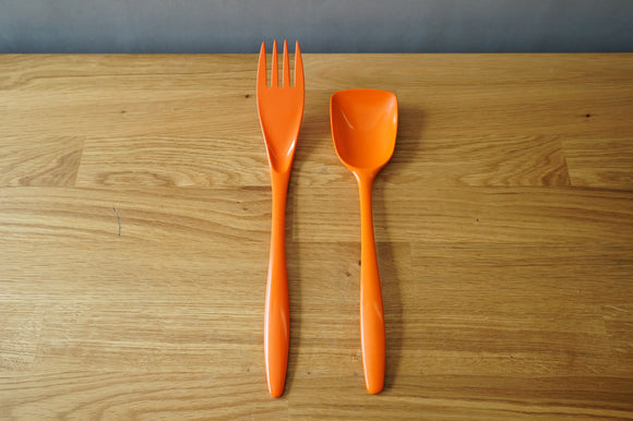 Orange Serving Spoon and Fork