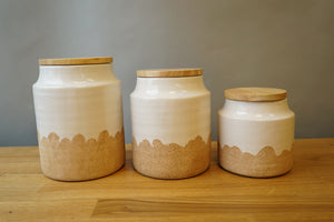 Brown and White Canister Set