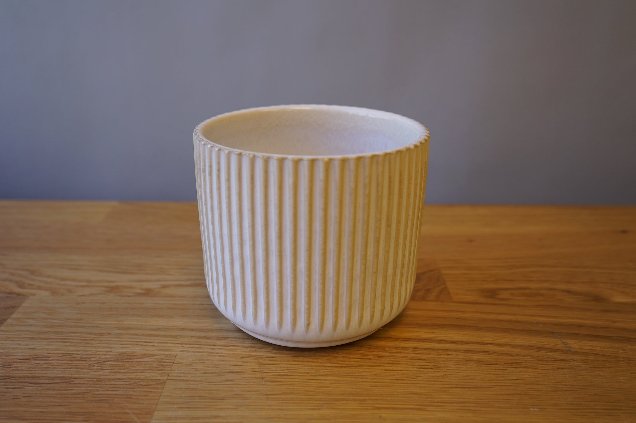 White Ribbed Planter