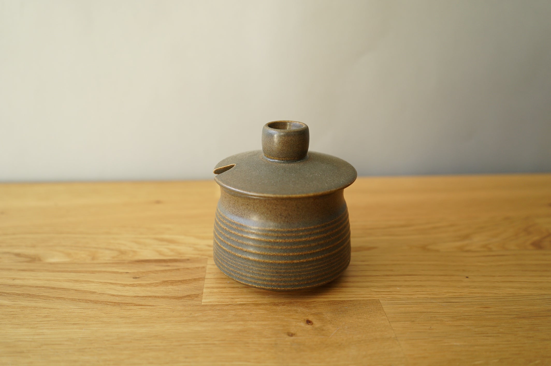 Green Stoneware Sugar Bowl