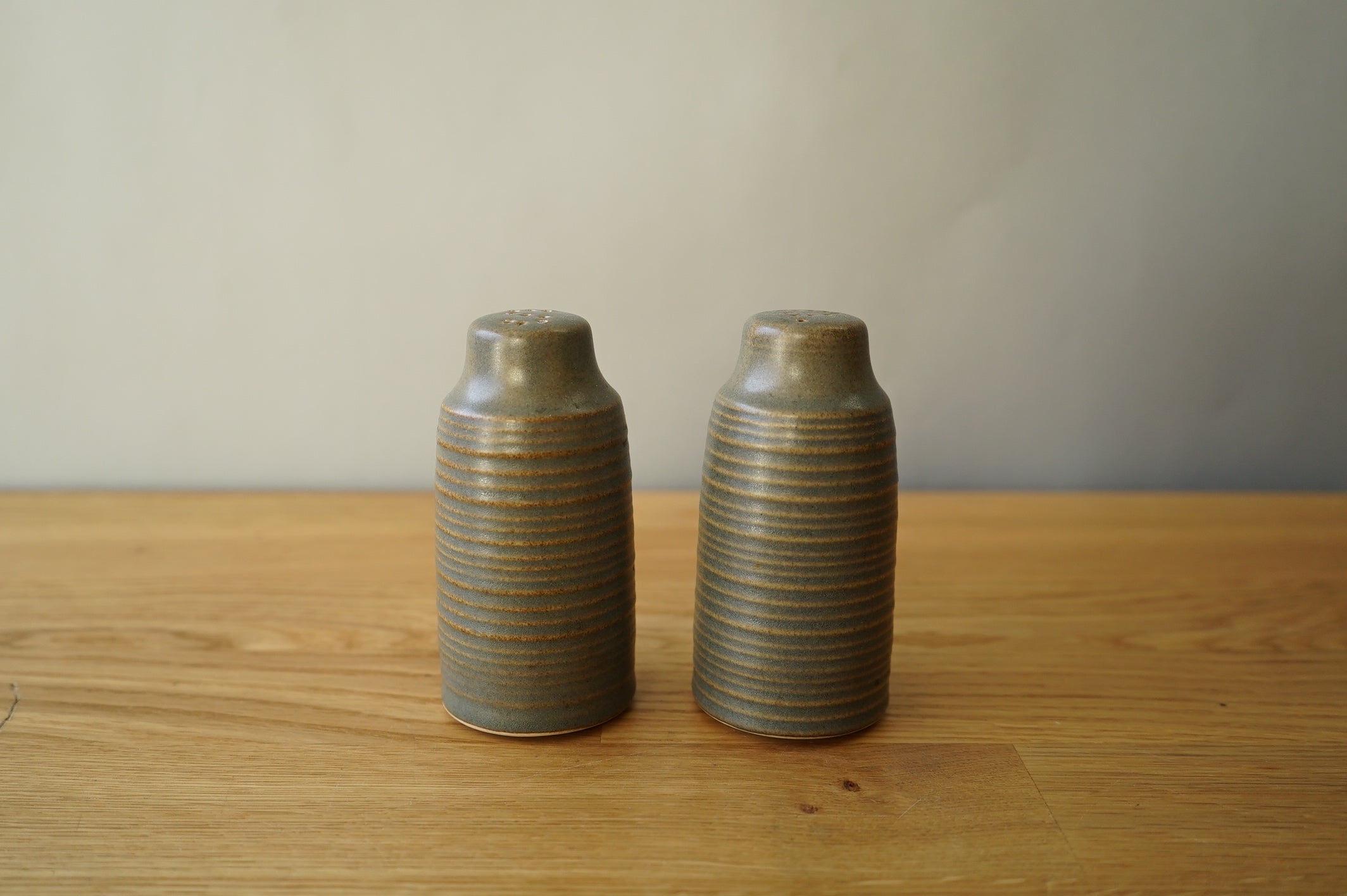 Green Stoneware Salt & Pepper Shakers